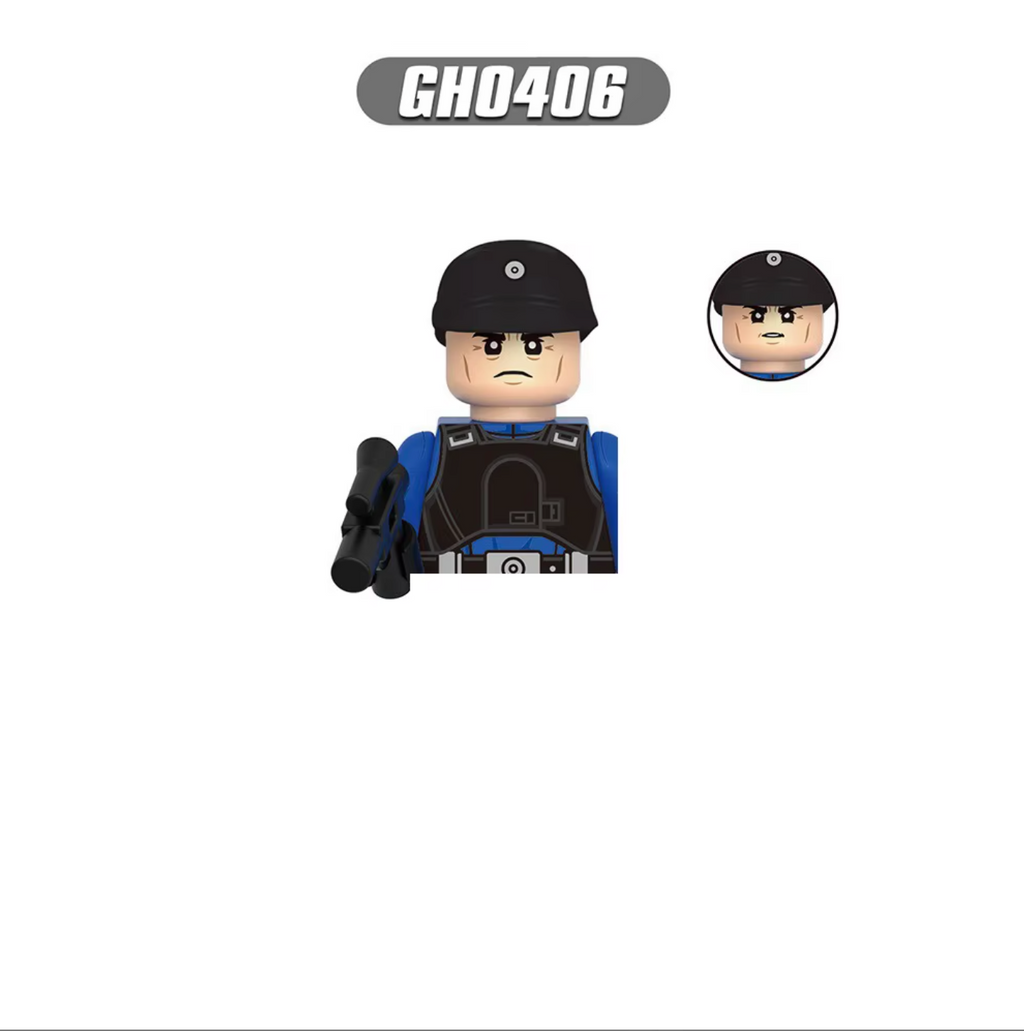 Besättningsofficer i blå uniform